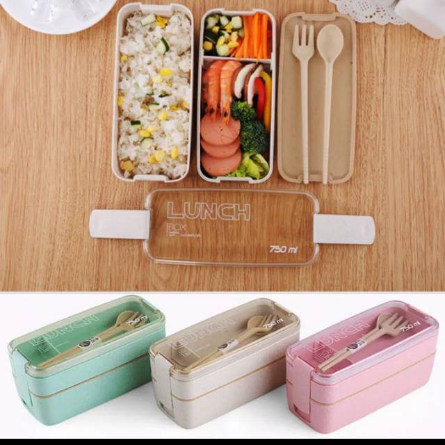 NEW LUNCHBOX SEKAT 2 / 3 WHEAT STRAW / KOTAK BEKAL MAKAN LUNCH BOX BAHAN SERAT GANDUM 218 1227 227