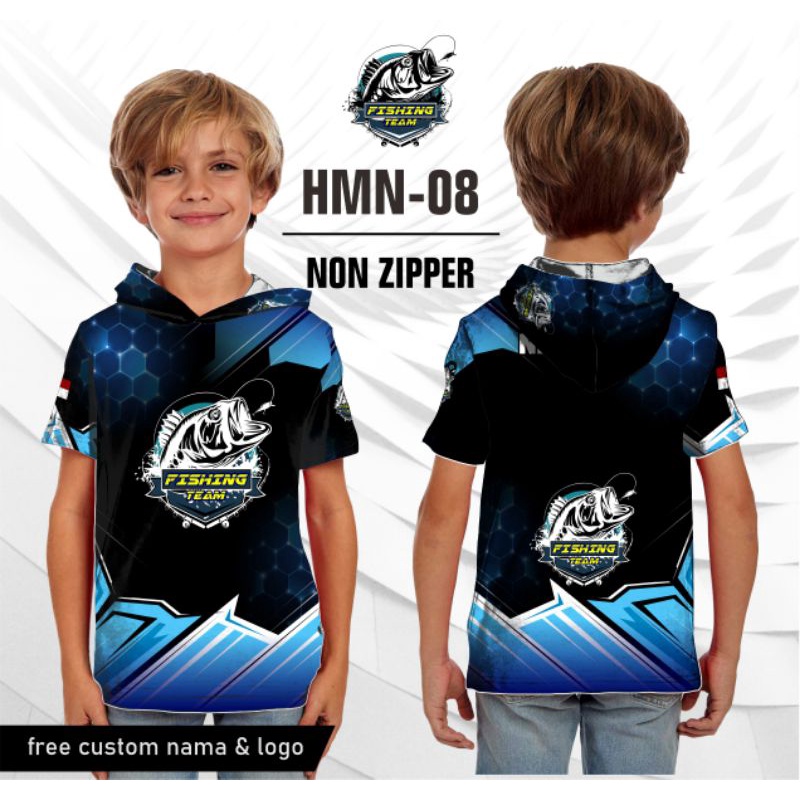 hoodie anak mancing fishing team baju anak mancing lengan pendek