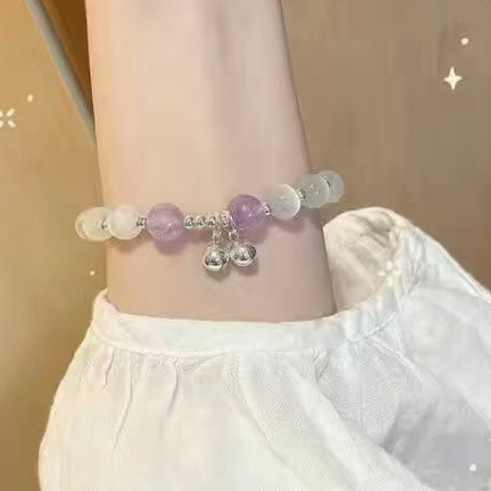 Gelang Tangan Rantai Aksen Batu Opal + Kristal Strawberry Untuk Wanita