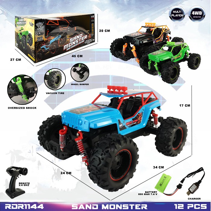 PROMO RDR1144 RDR1011 Mainan Anak Mobil RC Remote Control Crawler Offroad Jeep 6x6 6WD RADAR