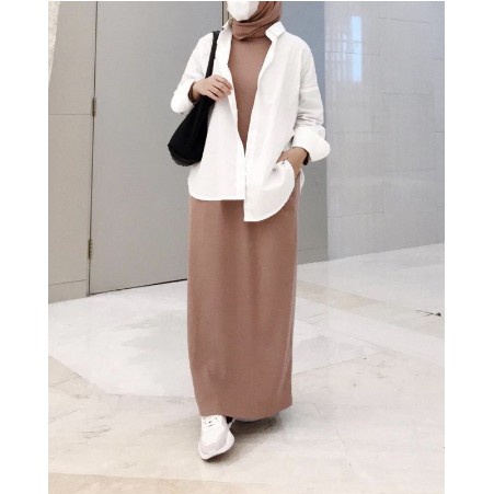 BEFAST - ZEC OOTD Wanita Dress CHIKA Span / Dress Inner Span / INNER DRESS PANJANG /DRESS LEKBONG /INNER DRESS KOREA STYLE /DRESS SPAN PANJANG POLOS /LONG DRESS WANITA /INNER DRESS PANJANG SPAN TANPA TANGAN /LONG DRESS KOREA HIJAB STYLE/DRESS Warna HITAM