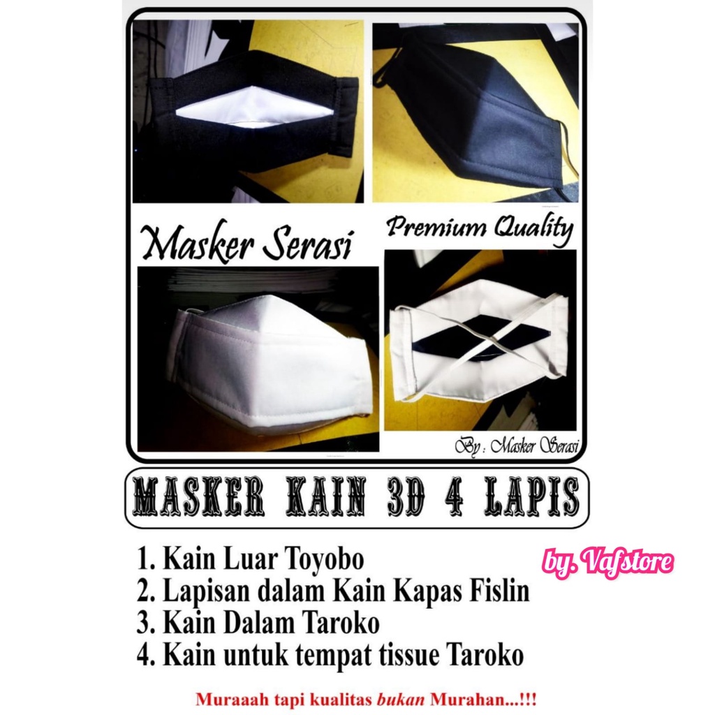 MASKER  3D/MASKER KAIN CATTON/MASKER KAIN 3 LAPIS PREMIUM/MASKER 4 PLY/MASKER AERLOOP