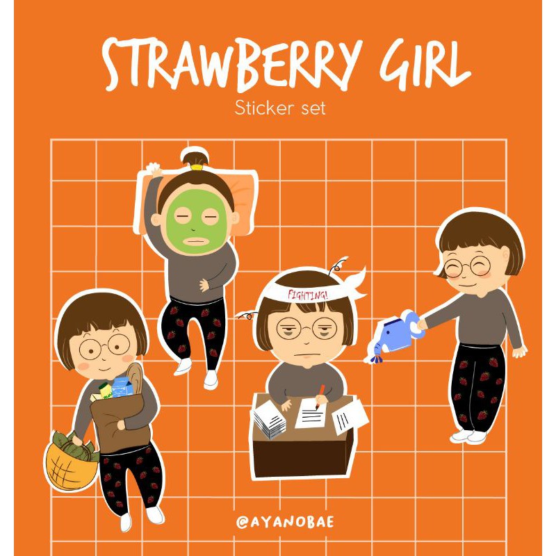 

STRAWBERRY GIRL STICKER SET | STIKER LUCU