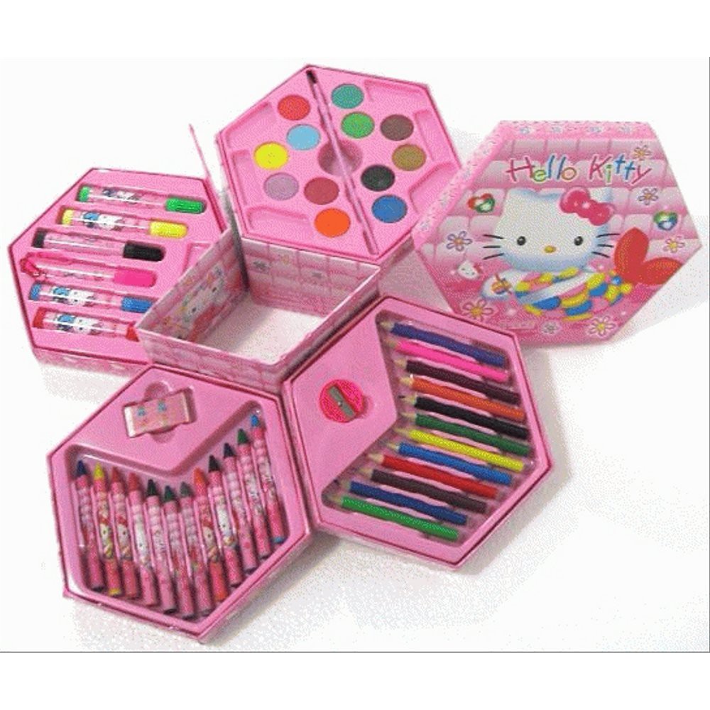 Crayon set Karakter 4  in 1 Hexagon alat  set menggambar 