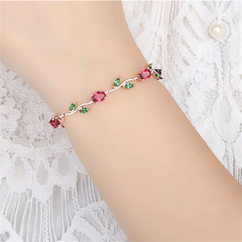 Gelang Warna Rose Gold Bahan Zirconia dengan Batu Permata