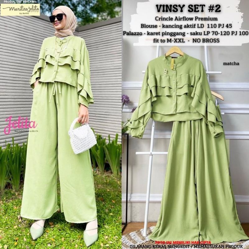 Fashion Muslim, Stelan Celana, Fashion Wanita, One set.  Vinsy Set