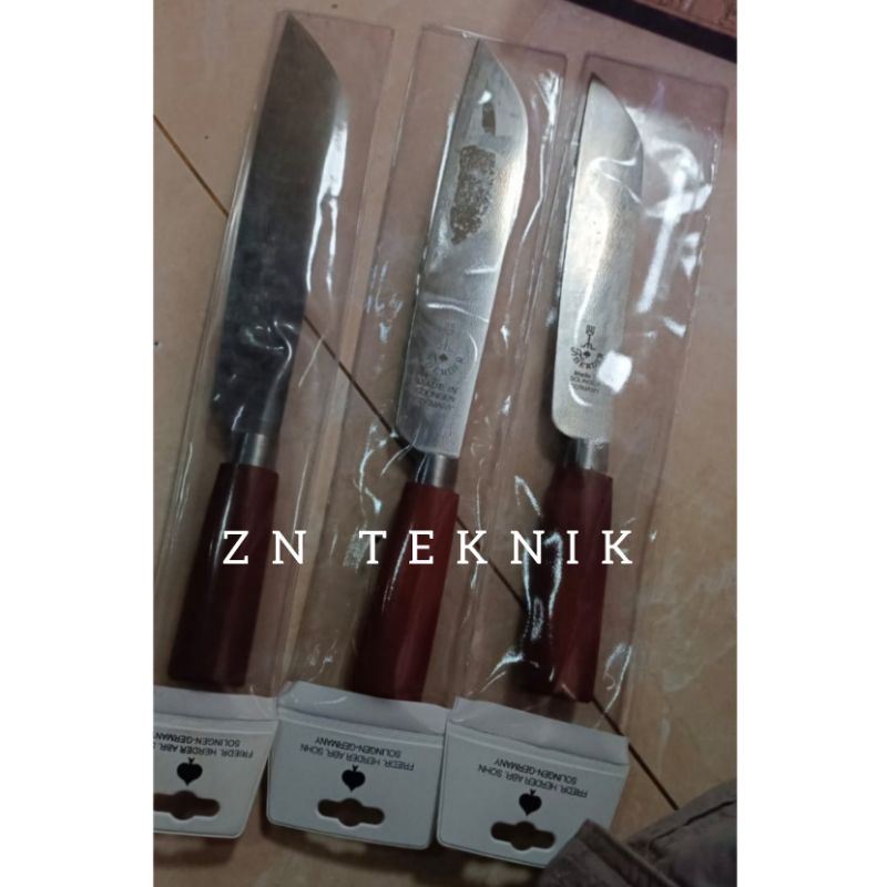 Pisau Cap Garpu 5 inch Lancip Ring Kuningan +Sarung Solingen Germany