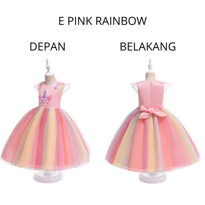 Gaun Anak - Dress Unicorn Gradasi Anak Perempuan Ulang Tahun Baju Import Unicorn A