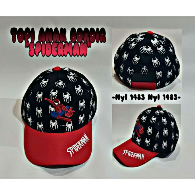 TERBARU REALPICT topi anak laki laki batman vs spiderman motif bordir dan printing usia 2-10 tahun