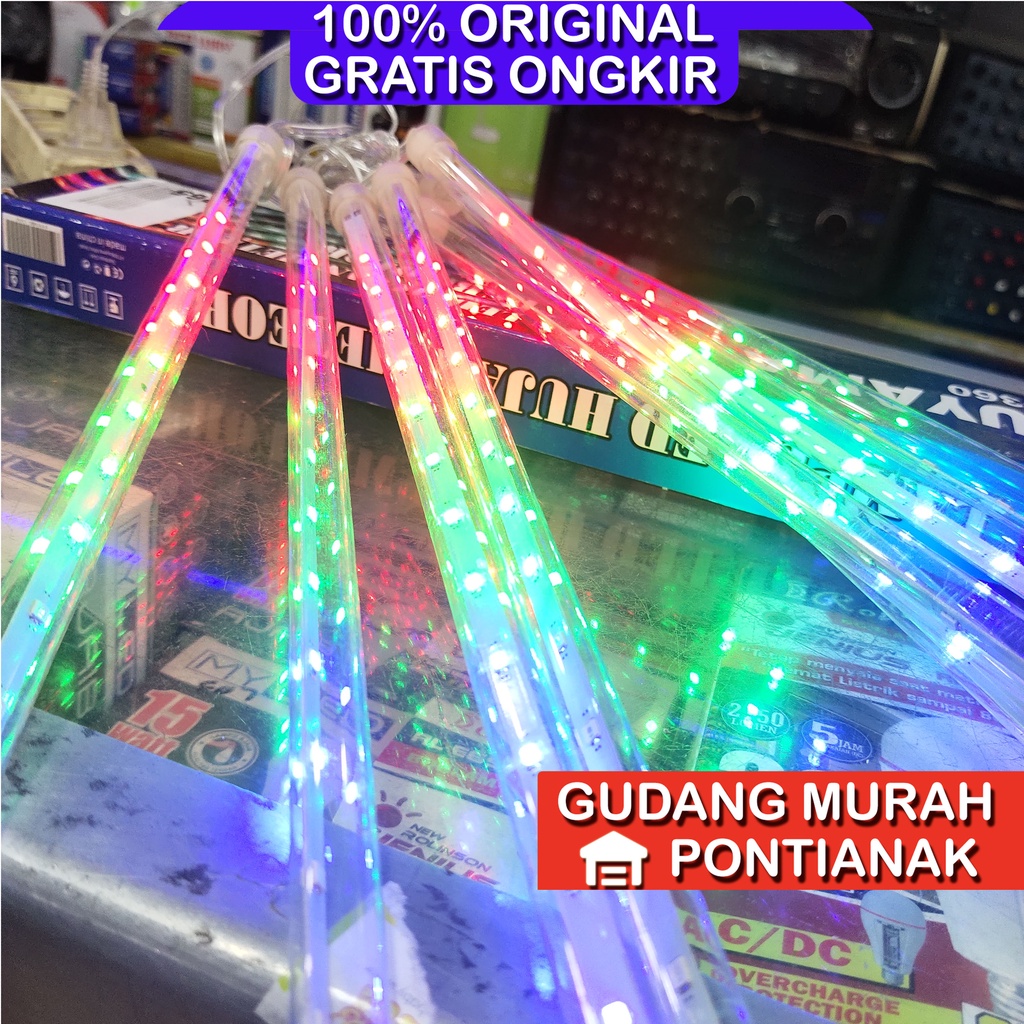 Lampu seri Meteor Hias Hujan Turun Warna warni 8 batang 30CM BARU MS-360