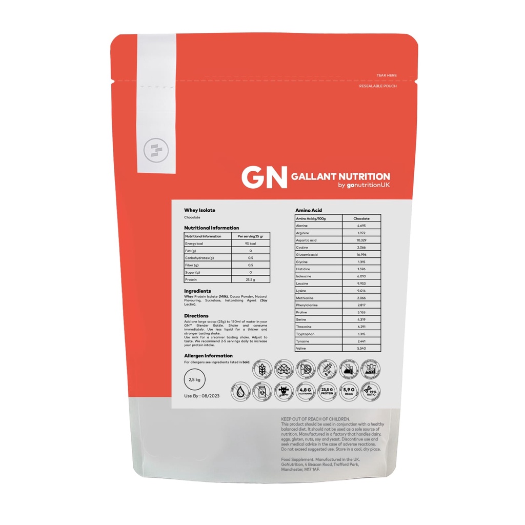 GN Gallant Nutrition Whey Protein Isolate 84% 5.5 Lbs 100 Serving Whey Protein Isolate By Go Nutrion UK