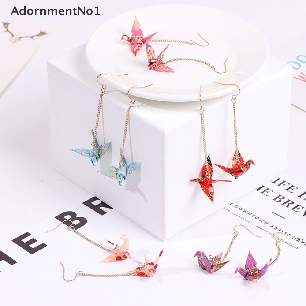 (AdornmentNo1) Anting Tusuk Gantung Desain Origami Burung Bangau Mini Untuk Wanita