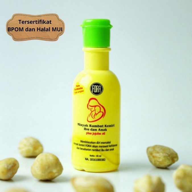 FORA MINYAK KEMIRI + JOJOBA OIL 65ML | MINYAK PENUMBUH RAMBUT IBU &amp; ANAK