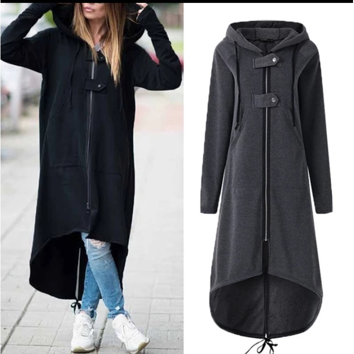 long hoodie zipper batwing korean style