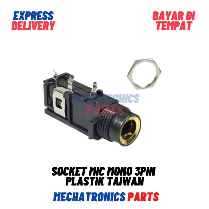 Socket Mic Mono 3Pin Plastik Taiwan