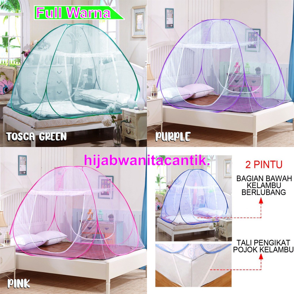 Kelambu Tenda Lipat Tempat Tidur Full Warna 160x200 180x200 200x200