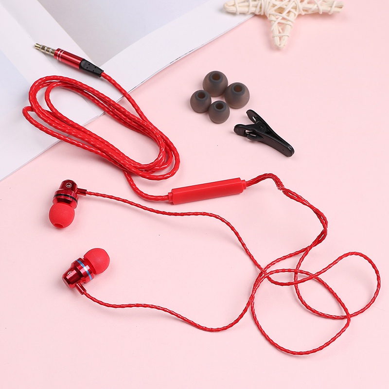 {LUCKID}Wired earbuds noise cancelling stereo earphones heavy bass sound sport headset