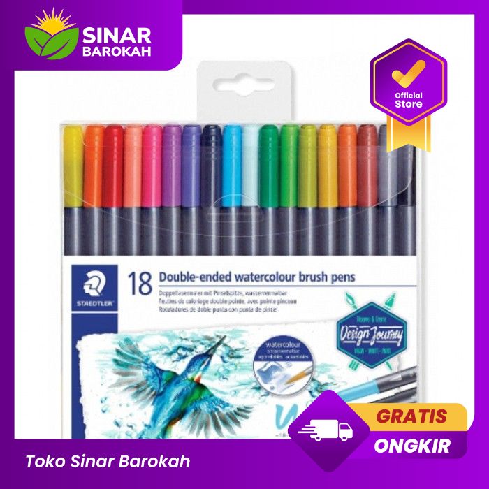 

Double Ended Water Colour Brush Pen Isi 18 Warna