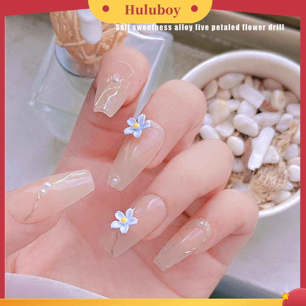 Huluboy Huluboy♡ 5pcs Ornamen Bunga 3D Multifungsi Bahan Alloy Untuk Dekorasi Nail Art