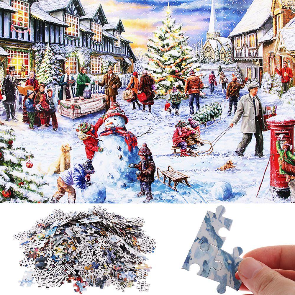 1000pcs Mainan Puzzle Jigsaw Desain Bunga Natal Untuk Anak / Dewasa