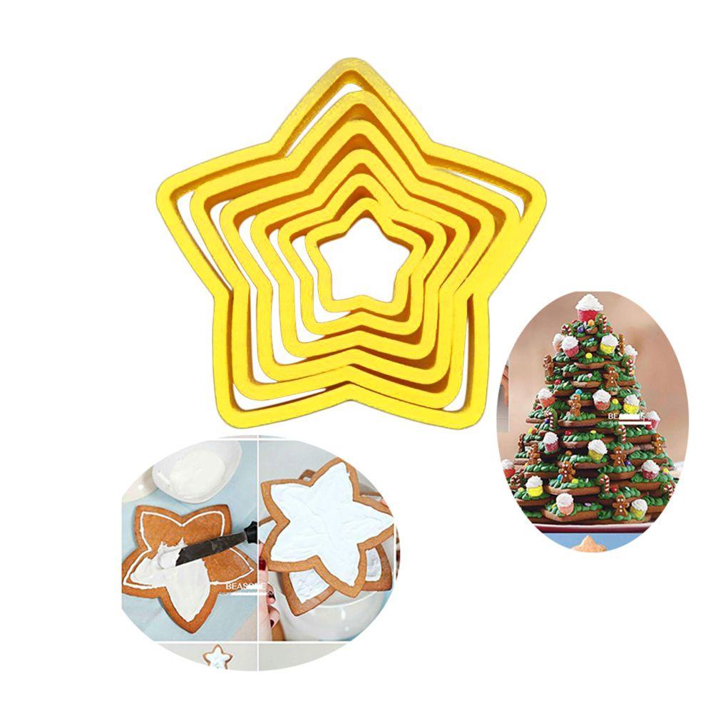 [Elegan] 3d Cookie Cutter 6pcs/Lot Plastik DIY Biskuit Pohon Natal Gula Kerajinan Fondant Tools