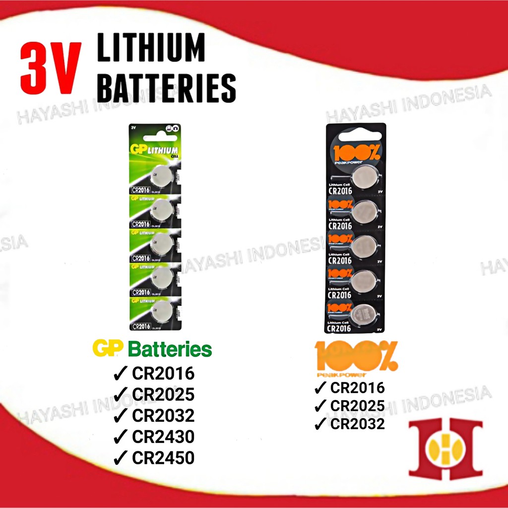 Baterai Batre CR2016 CR2025 CR2032 CR2430 CR2450 Jam Kalkulator Remote-5pcs