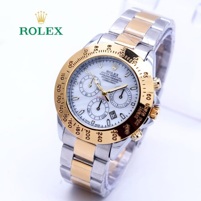 Jam Tangan Wanita / Cewek Rolex Ladies Daytona Rantai Kombi Gold Army