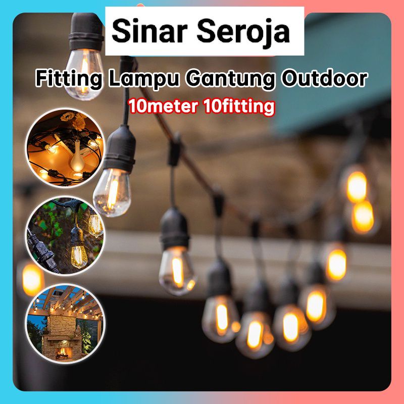 Kabel Fitting Outdoor 5 m 5 Fitting 10 m 10 Fitting Gantung Lampu Cafe