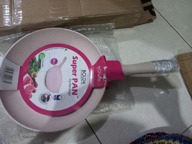 Bolde Pan Fry Pen Granite Ceramic Beige Panci Penggorengan Anti Lengket Wajan Granit Keramik 26 Cm