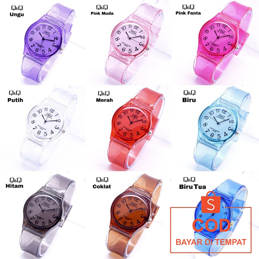 ✅COD Jam Tangan Jelly Q&amp;Q Transparant QQ Analog Watch Aksesoris Fashion Korean Style Wanita Cewek Anti Air Murah Couple Original