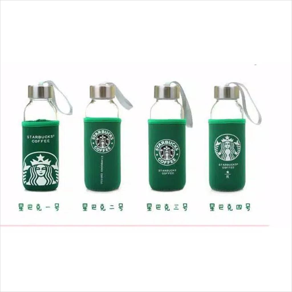 YA 022 - Botol Minum Tumblr Kaca Starbuck 300ML + SARUNG POUCH