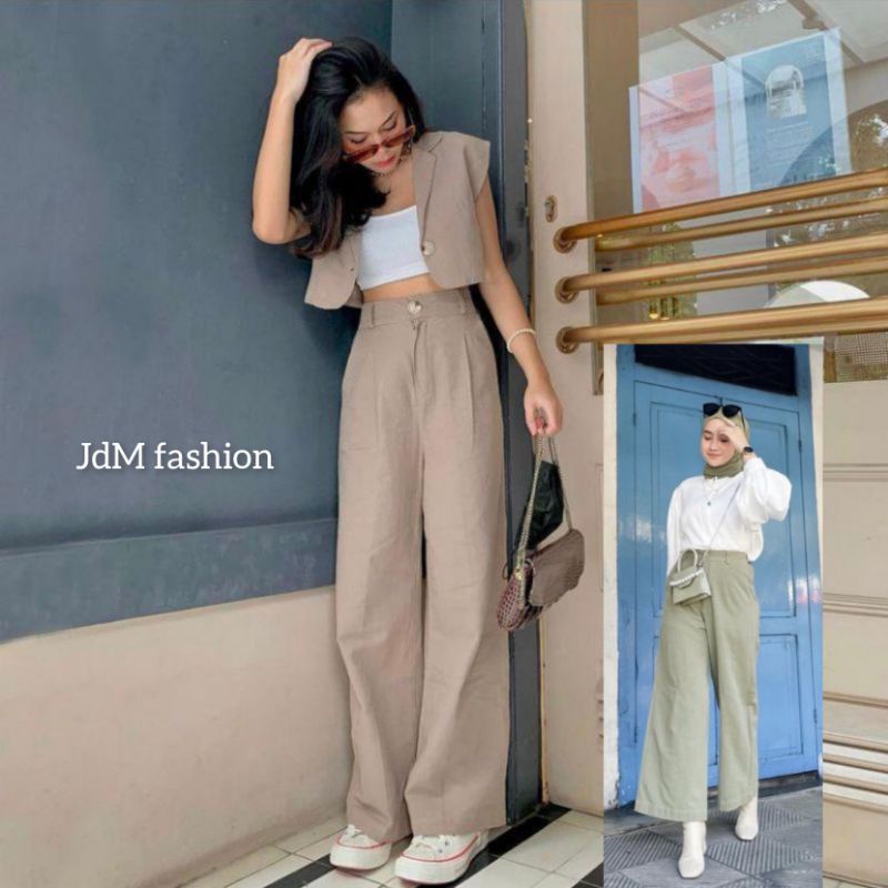 SEOUL Highwaist Kulot Celana Wanita Linen Premium Pants &quot;Best Seller dan best price