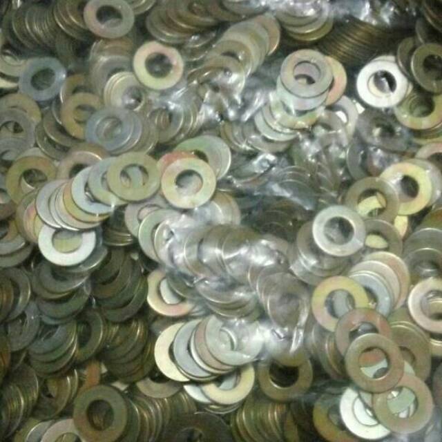 100 pcs Ring Plat M8 Kuning 8mm mili baut 12