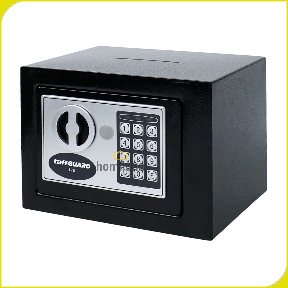 Kotak Brankas Hotel Mini Electric Password Deposit Box with Lubang Celengan 4.6L - TaffGUARD 17E - Black