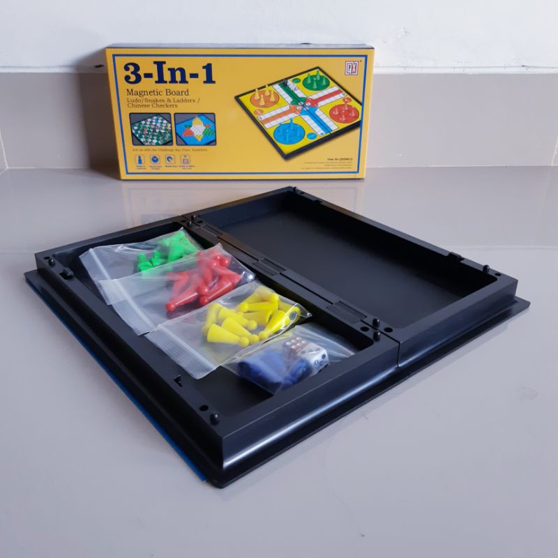 Mainan 3 in 1 Magnetic Board Games Ular Tangga Ludo Halma Magnet Anak