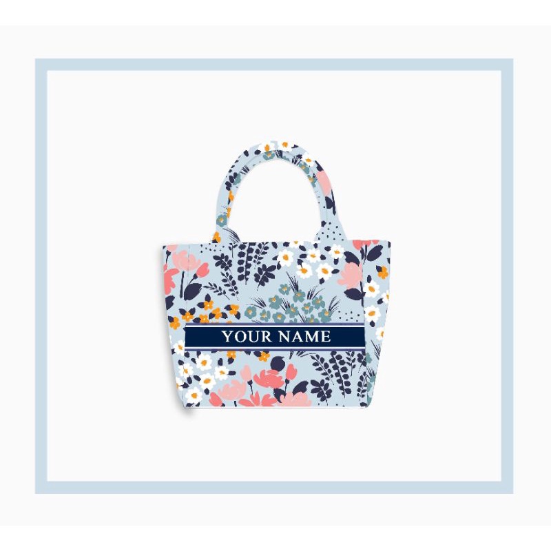 Lacia Bag | Tas Custom Print Motif Bunga Biru Muda