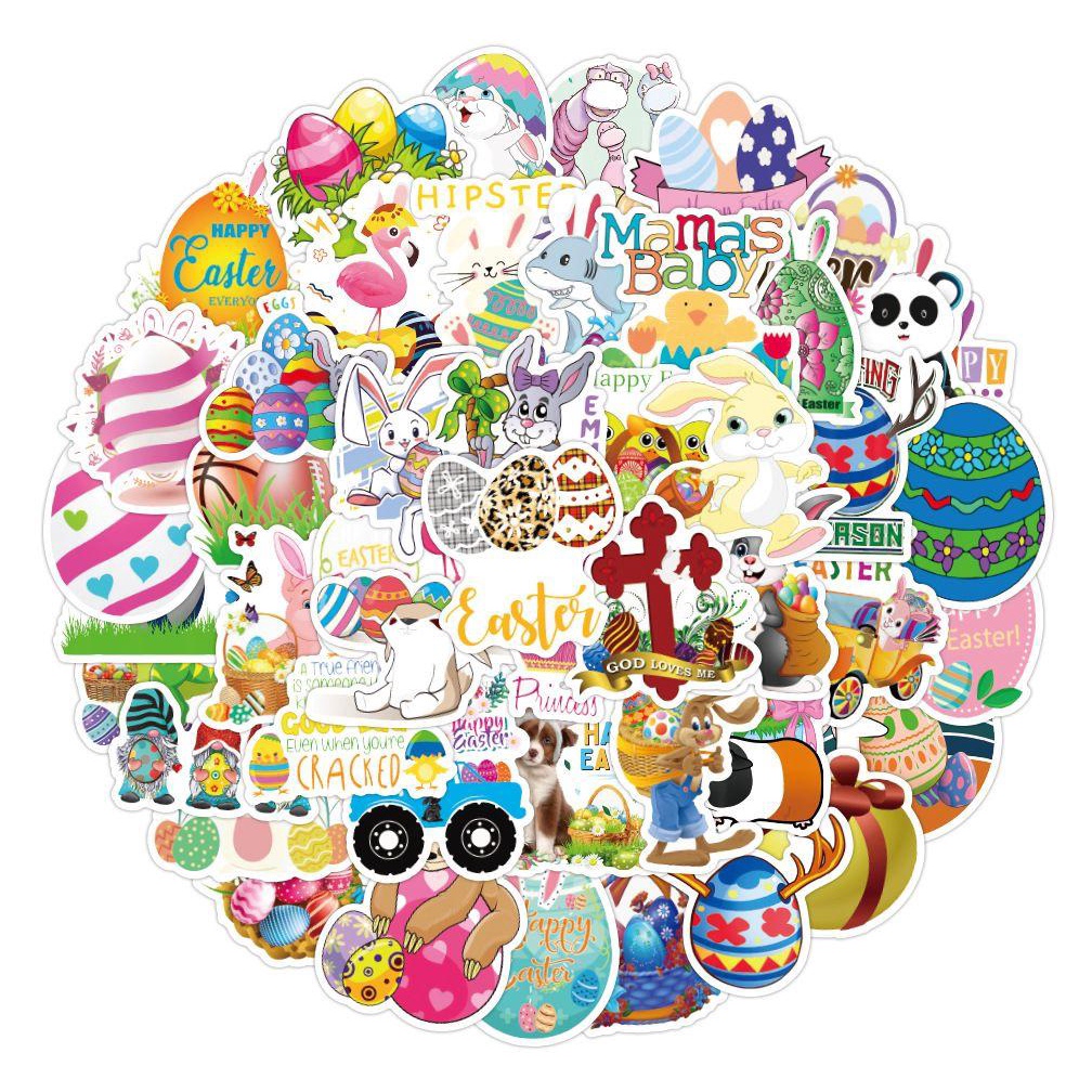 R-flower 100pcs Easter Stiker Diary Kulkas Kelinci Bunny Laptop Scrapbooking Phone Kawaii Laptop Sticker