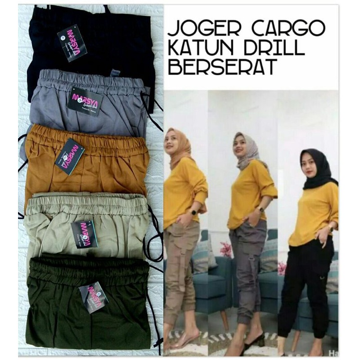 Joger Cargo kempol bahan katun drill berserat