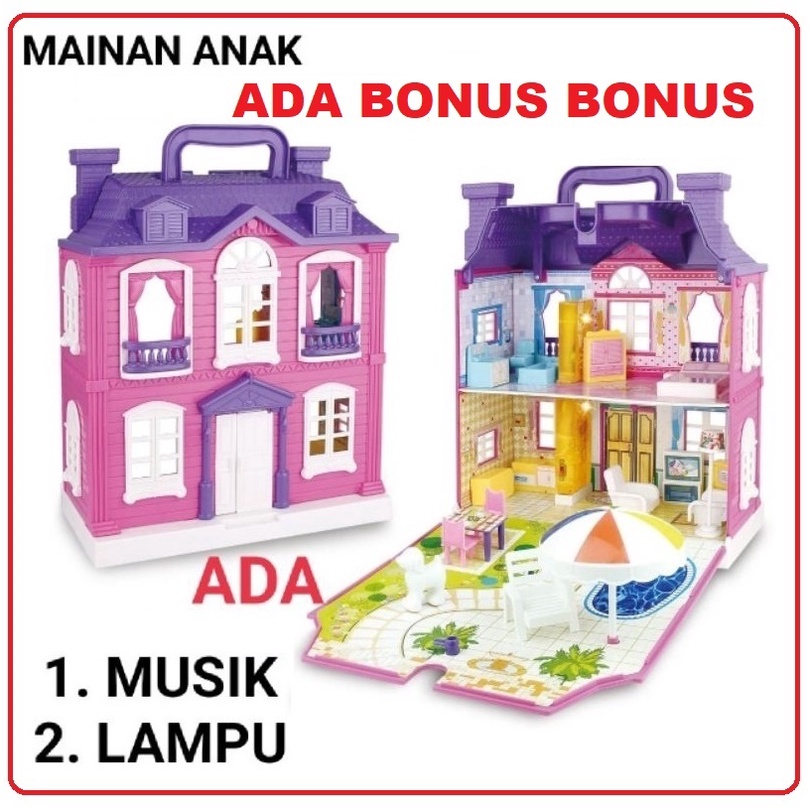 MAINAN ANAK EDUKASI BELAJAR RUMAH GIRL PEREMPUAN  LITTLE HOUSE VILLA  1 SET TAS KOPER RUMAH PRINCESS