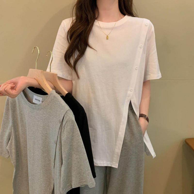Korean T-Shirts Crop Women Atasan Lengan Pendek 2220 (M/L/XL)