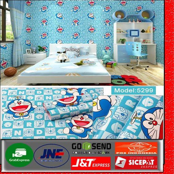 Saletopϟ Wallpaper Stiker Dinding Murah | Motif Doraemon Kotak | Walpaper Dinding Kamar Tidur |45CM