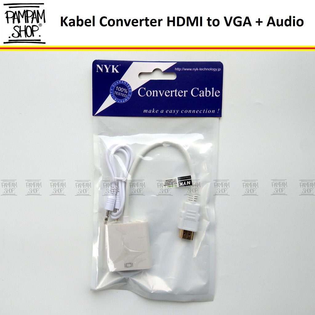 Kabel Converter HDMI to VGA and Audio NYK Original Adapter Adaptor Konverter Proyektor Projector