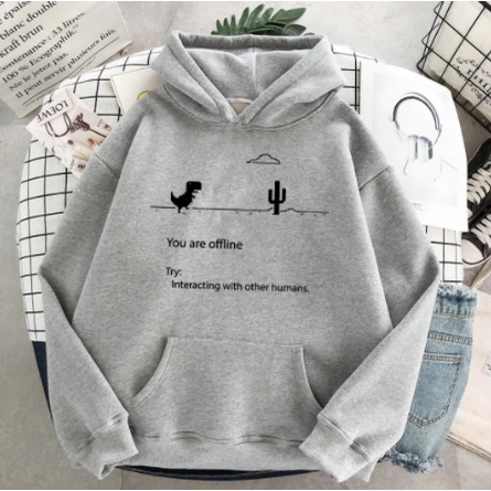 TokoFashion. MC Sweater YOU ARE OFFLINE - Sweater Hoodie Wanita Dino-6