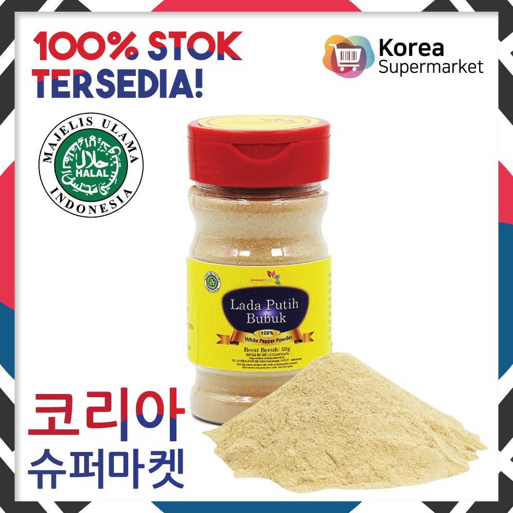 

LADA PUTIH BUBUK / WHITE PEPPER POWDER BOTOL 50 GRAM JAVA SUPER FOOD
