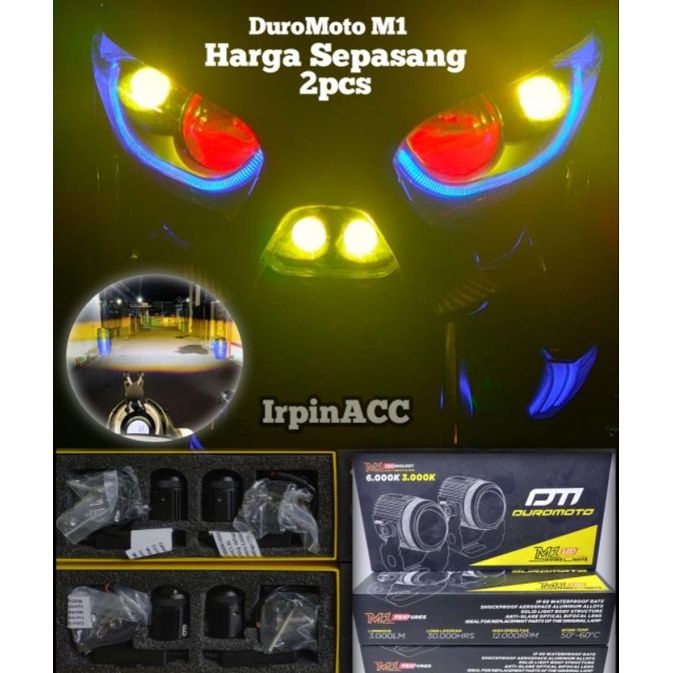 Lampu Tembak Sorot Foglamp Dual Colour led DuroMoto MQ D2 D2 Bullaes D2 Duromoto X1 Cr7 Combi MotoLe