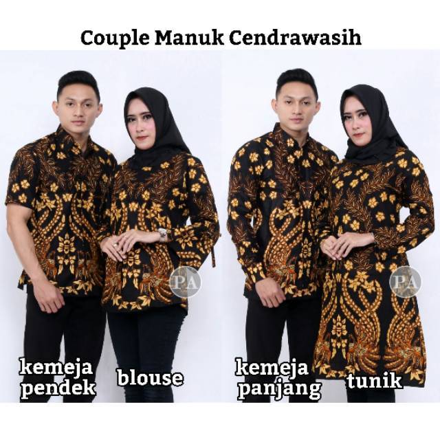 Nivana - Keluarga Batik Couple Cendrawasih Manuk Kembar | Kemeja Panjang Tunik Batik Modern