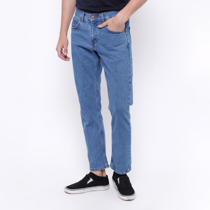 Edwin Celana Jeans Slim Fit Pria Panjang Medium Blue Roma 02 - Biru, 27 Top Quality