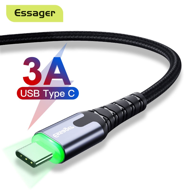 Essager Kabel Charger Usb Tipe C 3.0 Fast Charging Panjang 0.25m Dengan