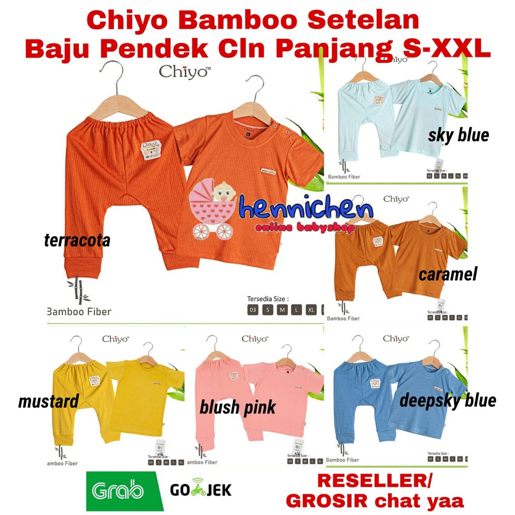 CHIYO BAMBOO Setelan Oblong Pendek &amp; Celana Panjang Size 4 - 24 Bulan