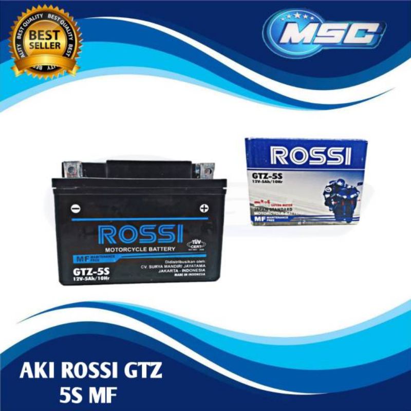 AKI ROSSI TYPE GTZ-5S 12V-5Ah/10Hr KPH BEAT MIO (MF/MAINTENANCE FREE)